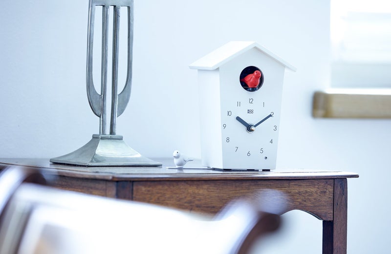KOOKOO Birdhouse Mini White, Tiny Modern Cuckoo Clock with 12 Natural Bird Songs or Cuckoo Call - Image 4